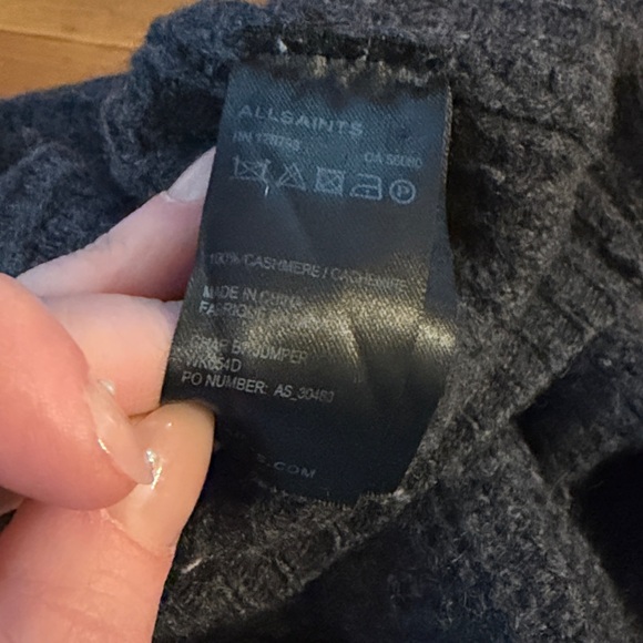 AllSaints Char Boyfriend Cashmere Sweater Gray US 8 - Picture 5 of 6